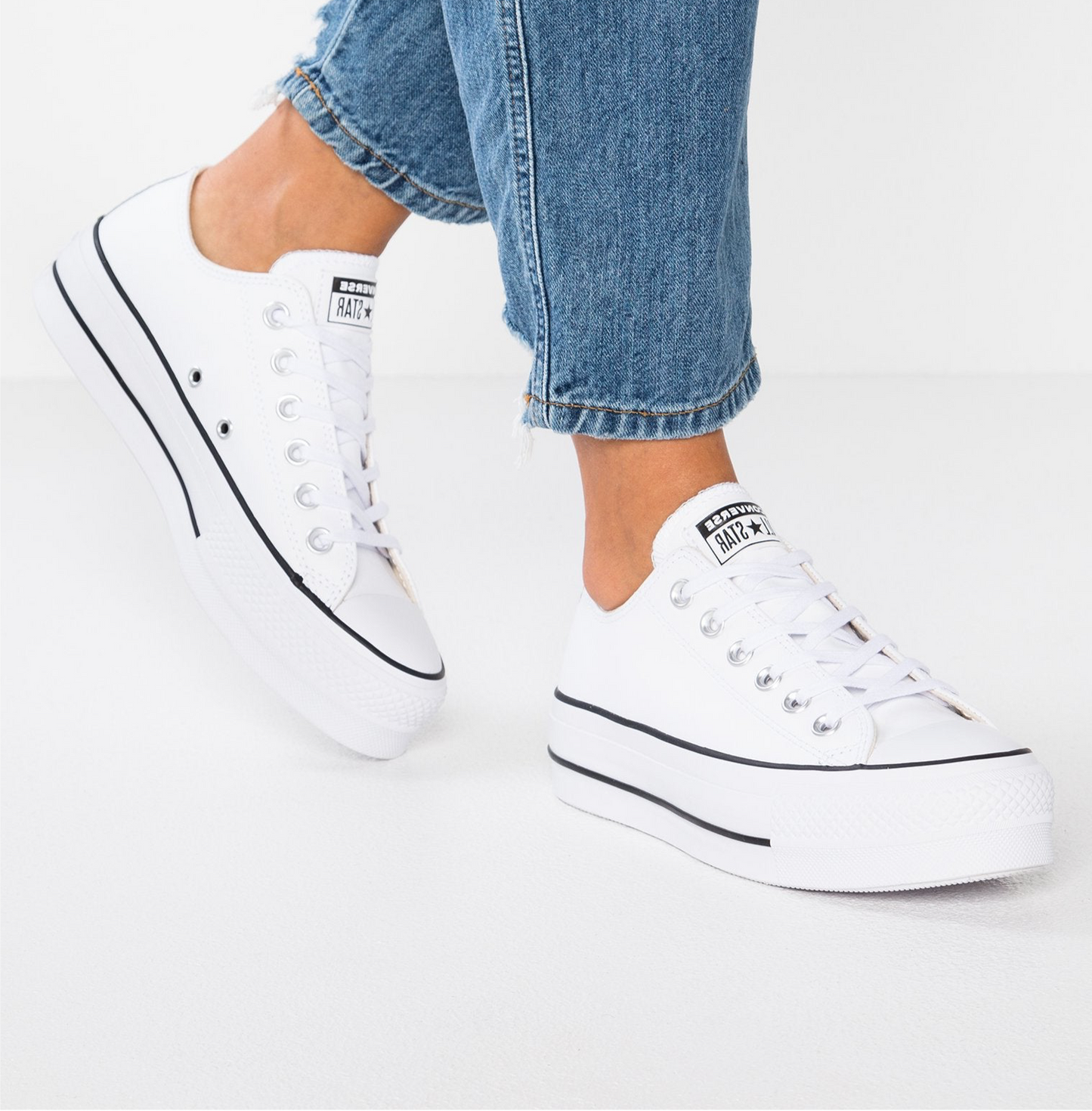 Chucks - All Star Plataforma PoliPiel Blanca
